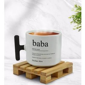Kişiye Özel Baba Tasarımlı Siyah T Kulplu Middle Kupa