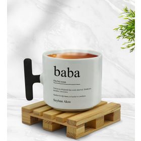 Kişiye Özel Baba Tasarımlı Siyah T Kulplu Middle Kupa