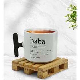 Kişiye Özel Baba Tasarımlı Siyah T Kulplu Middle Kupa