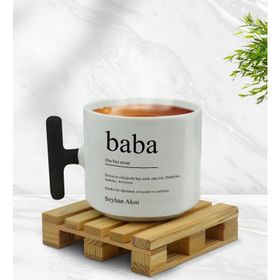 Kişiye Özel Baba Tasarımlı Siyah T Kulplu Middle Kupa