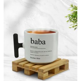 Kişiye Özel Baba Tasarımlı Siyah T Kulplu Middle Kupa