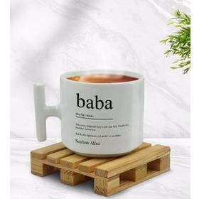 Kişiye Özel Baba Tasarımlı T Kulplu Beyaz Middle Kupa