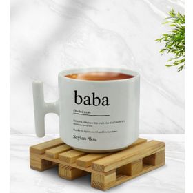 Kişiye Özel Baba Tasarımlı T Kulplu Beyaz Middle Kupa
