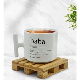 Kişiye Özel Baba Tasarımlı T Kulplu Beyaz Middle Kupa