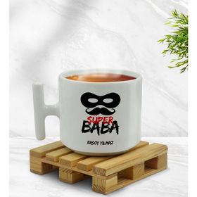 Kişiye Özel Baba Tasarımlı T Kulplu Beyaz Middle Kupa