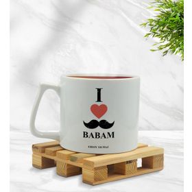 Kişiye Özel Babamı Seviyorum Tasarımlı Middle Beyaz Model 1 Kupa