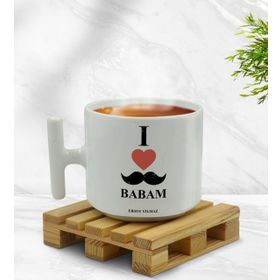 Kişiye Özel Babamı Seviyorum Tasarımlı T Kulplu Beyaz Middle Kupa