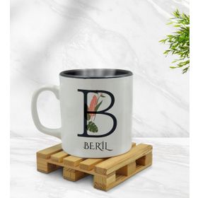 Kişiye Özel Baş Harfli İsimli İçi Siyah Renkli Model 10 Kupa