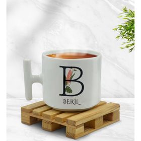 Kişiye Özel Baş Harfli İsimli T Kulplu Beyaz Middle Kupa