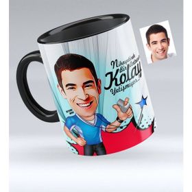 Kişiye Özel Bay Antrenör Karikatürlü Siyah 1 Kupa Bardak