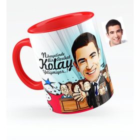 Kişiye Özel Bay Avukat Karikatürlü Kırmızı 2 Kupa Bardak