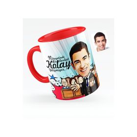 Kişiye Özel Bay Avukat Karikatürlü Kırmızı 2 Kupa Bardak