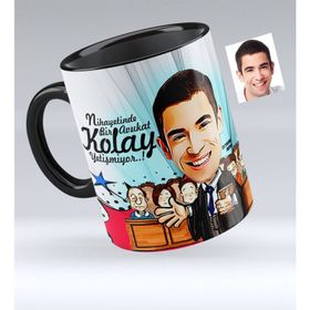 Kişiye Özel Bay Avukat Karikatürlü Siyah 2 Kupa Bardak