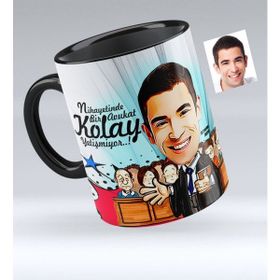 Kişiye Özel Bay Avukat Karikatürlü Siyah 2 Kupa Bardak