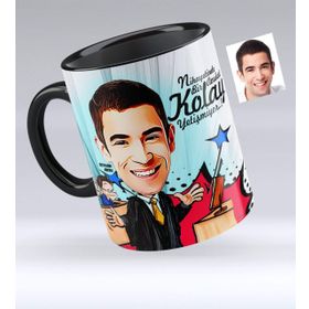 Kişiye Özel Bay Avukat Karikatürlü Siyah 3 Kupa Bardak
