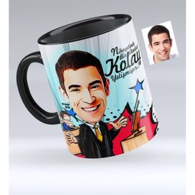 Kişiye Özel Bay Avukat Karikatürlü Siyah 3 Kupa Bardak