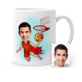 Kişiye Özel Bay Basketbolcu Karikatür Beyaz 1 Kupa Bardak