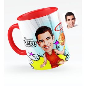 Kişiye Özel Bay Basketbolcu Karikatürlü Kırmızı 1 Kupa Bardak