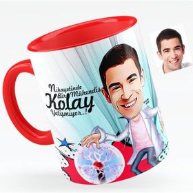 Kişiye Özel Bay Elektrik Mühendisi Karikatürlü Kırmızı 1 Kupa Bardak