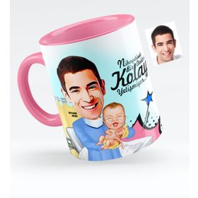 Kişiye Özel Bay Kadın Hastalıkları ve Doğum Uzmanı Karikatürlü Pembe 1 Kupa Bardak
