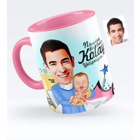 Kişiye Özel Bay Kadın Hastalıkları ve Doğum Uzmanı Karikatürlü Pembe 1 Kupa Bardak