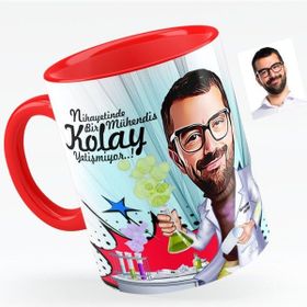 Kişiye Özel Bay Kimya Mühendisi Karikatürlü Kırmızı 1 Kupa Bardak
