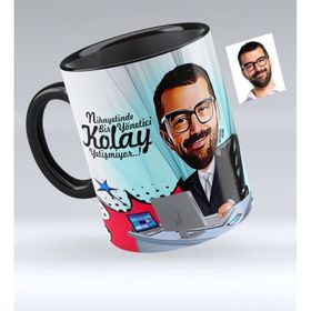 Kişiye Özel Bay Motorcu Karikatürlü Kırmızı 1 Kupa Bardak