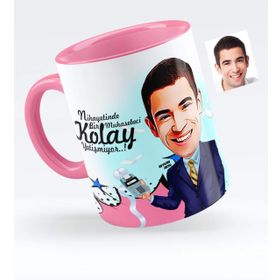 Kişiye Özel Bay Muhasebeci Karikatürlü Pembe 1 Kupa Bardak