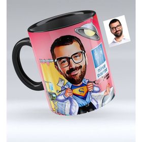 Kişiye Özel Bay Öğretmen Karikatürlü Kırmızı 1 Kupa Bardak
