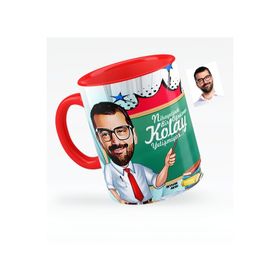 Kişiye Özel Bay Öğretmen Karikatürlü Kırmızı 1 Kupa Bardak