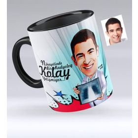 Kişiye Özel Bay Radyoloji Uzmanı Karikatürlü Siyah 1 Kupa Bardak