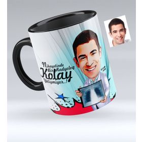 Kişiye Özel Bay Radyoloji Uzmanı Karikatürlü Siyah 1 Kupa Bardak