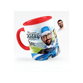 Kişiye Özel Bay Rallici Karikatürlü Kırmızı 1 Kupa Bardak