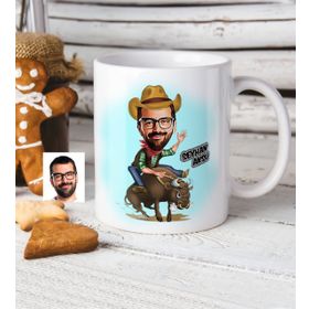 Kişiye Özel Bay Rodeocu Karikatür Beyaz Kupa Bardak
