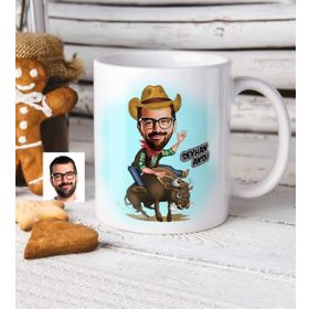 Kişiye Özel Bay Rodeocu Karikatür Beyaz Kupa Bardak