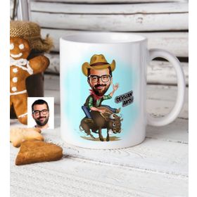 Kişiye Özel Bay Rodeocu Karikatür Beyaz Kupa Bardak