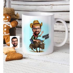 Kişiye Özel Bay Rodeocu Karikatür Beyaz Kupa Bardak