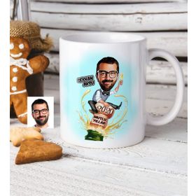 Kişiye Özel Bay Yeni Yıl Karikatür Beyaz Kupa Bardak
