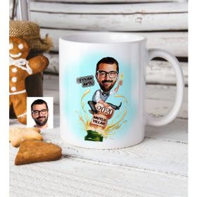 Kişiye Özel Bay Yeni Yıl Karikatür Beyaz Kupa Bardak