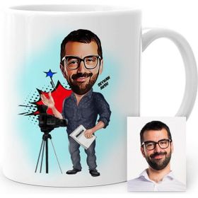 Kişiye Özel Bay Yönetmen Karikatür Beyaz 1 Kupa Bardak