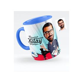Kişiye Özel Bay Yönetmen Karikatürlü Mavi 1 Kupa Bardak