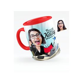Kişiye Özel Bayan CEO Karikatürlü Kırmızı 1 Kupa Bardak