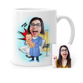 Kişiye Özel Bayan Ebe Kadın Doğum Uzmanı Karikatür Beyaz 1 Kupa Bardak