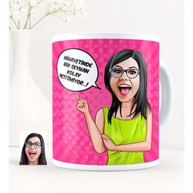 Kişiye Özel Bayan Kolay Yetişmiyor Karikatür Beyaz Kupa Bardak