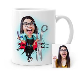 Kişiye Özel Bayan Kuaför Karikatür Beyaz 1 Kupa Bardak
