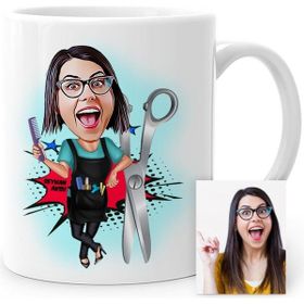 Kişiye Özel Bayan Kuaför Karikatür Beyaz 1 Kupa Bardak