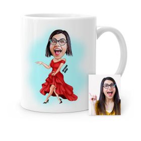 Kişiye Özel Bayan Manken Karikatür Beyaz 1 Kupa Bardak