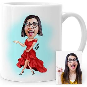 Kişiye Özel Bayan Manken Karikatür Beyaz 1 Kupa Bardak