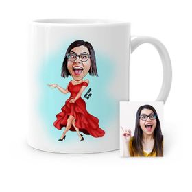 Kişiye Özel Bayan Manken Karikatür Beyaz 1 Kupa Bardak