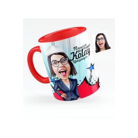 Kişiye Özel Bayan Mühendis Karikatürlü Kırmızı 1 Kupa Bardak